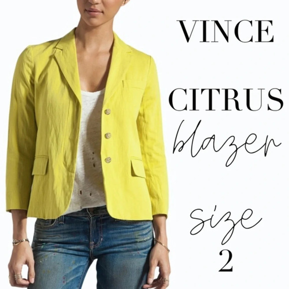 Vince size 2 blazer in Citrus yellow green spring summer lightweight blazer - Picture 1 of 8